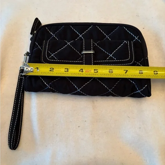 Vera Bradley Black Berkeley Clutch Microfiber Wristlet Wallet - Picture 6 of 7